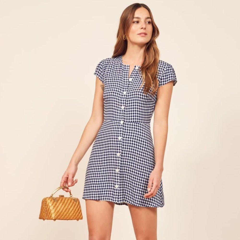 For TRADE DONT PURCHASE Reformation Vikki Madison gingham button front dress